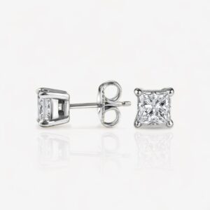 Princess Cut Diamond Solitaire Stud Earring