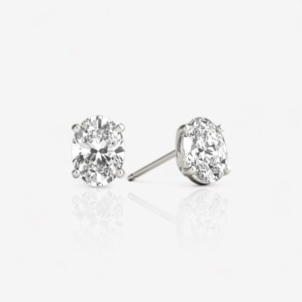 Oval Shape Diamond Stud Earrings