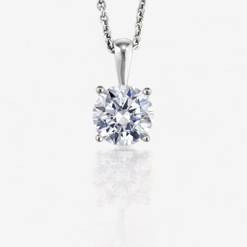 Shambh's Four-Prong Round Shape Solitaire Diamond Pendant