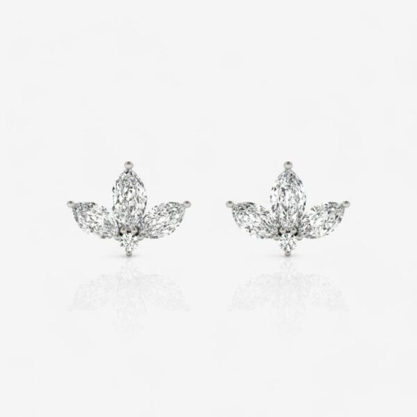 Three Marquise Diamond Stud Earrings