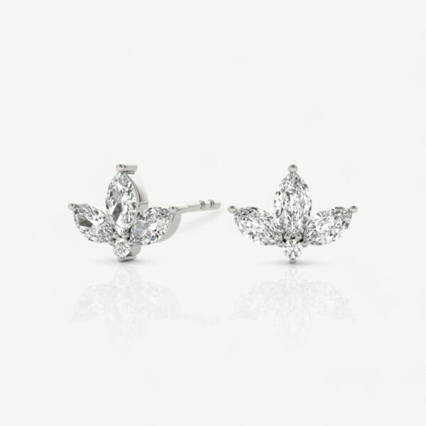 Three Marquise Diamond Stud Earrings