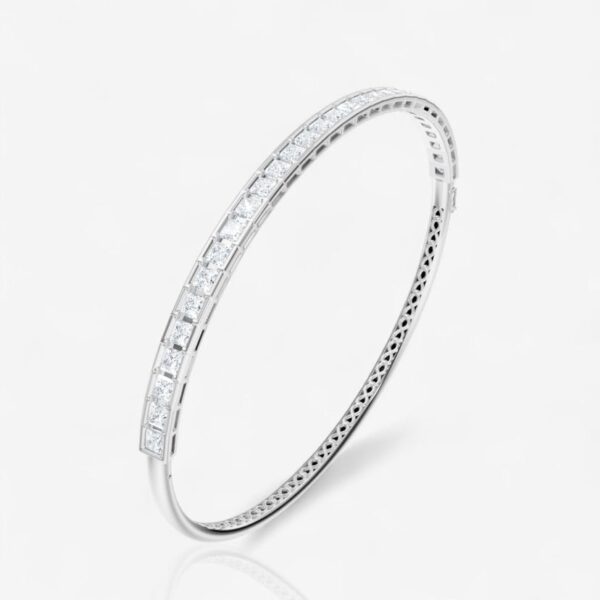 Liora Half Bezel Princess Cut Bangle Bracelet - Image 2