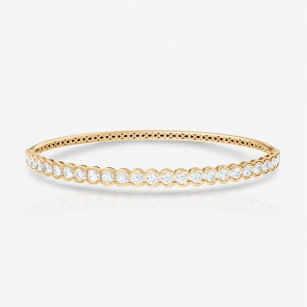 Bezel Round Cut Bangle Bracelet - Image 4