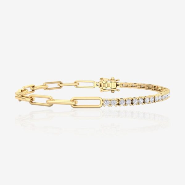 Paperclip link Diamond Tennis Bracelet - Image 2