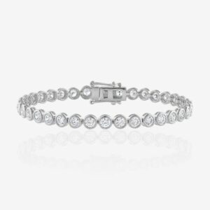 Round Bezel-Set Diamond Tennis Bracelet