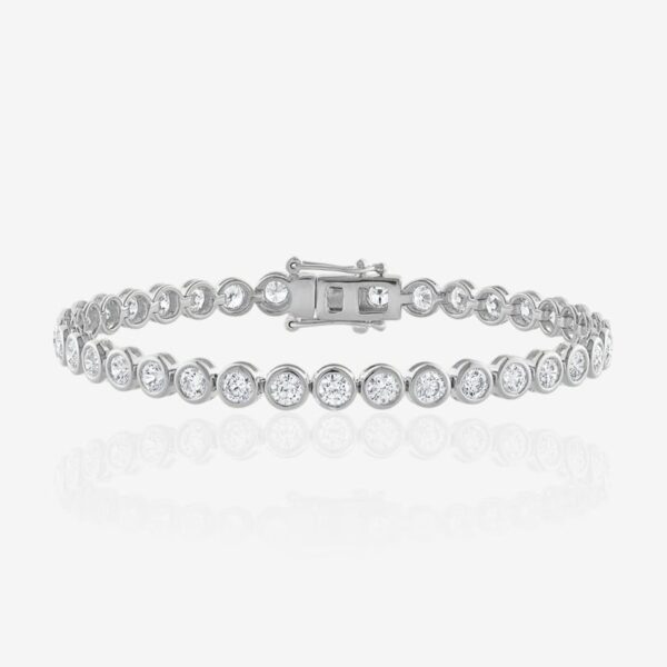 Round Bezel-Set Diamond Tennis Bracelet