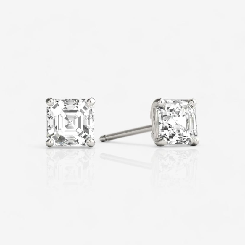 Asscher-Cut Diamond Stud Earrings