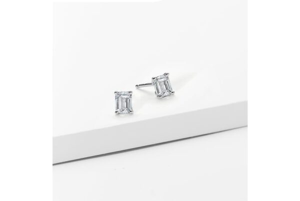 Emerald Cut Diamond Stud Earrings