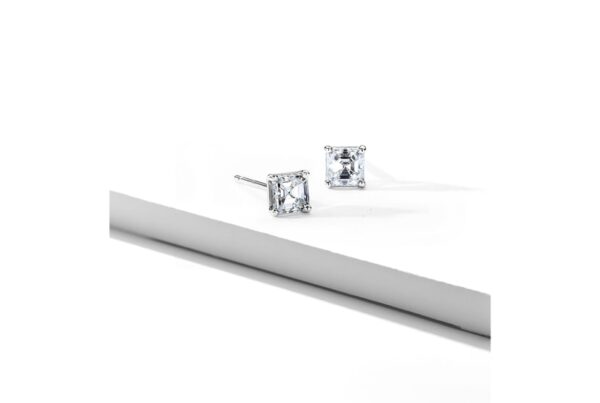 Asscher-Cut Diamond Stud Earrings - Image 3