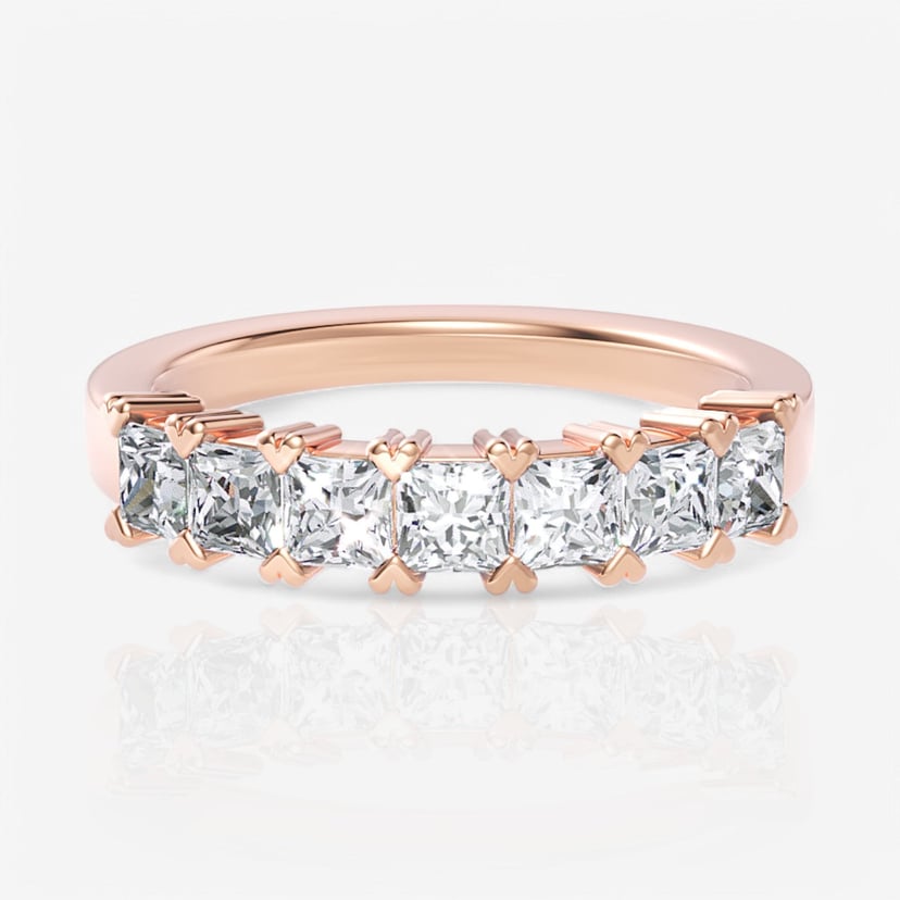 Seven-Stone Princess Diamond Wedding Ring