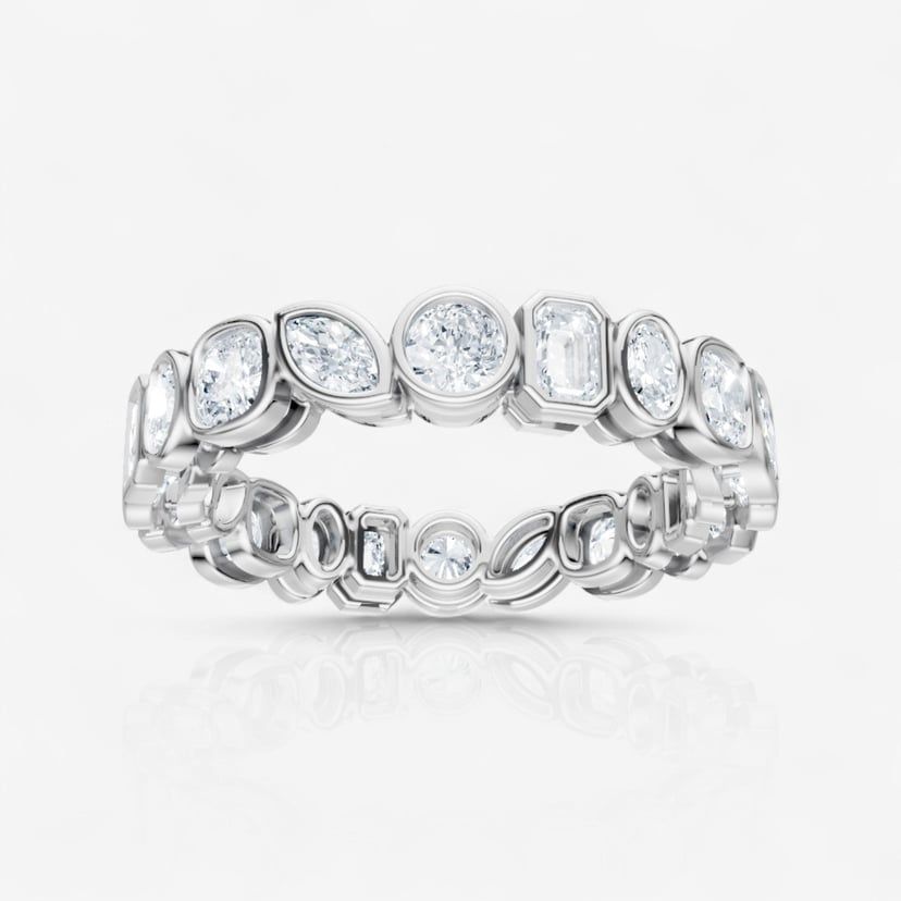 Mixed Shape Diamond Bezel Set Eternity Band