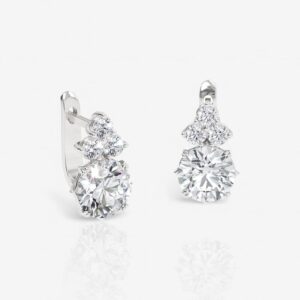 Round Cut Diamond Trio Huggie Hoop Earrings