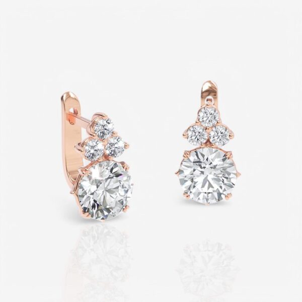 Round Cut Diamond Trio Huggie Hoop Earrings