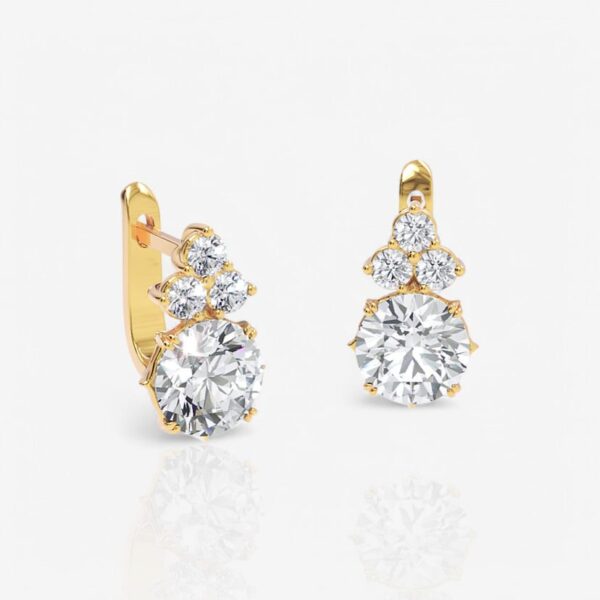 Round Cut Diamond Trio Huggie Hoop Earrings