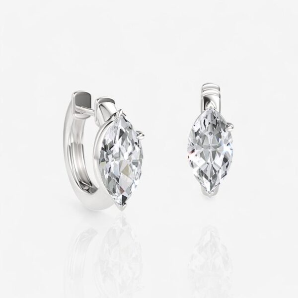 Solitaire Marquise Cut Diamond Huggie Hoop Earrings