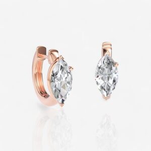Solitaire Marquise Cut Diamond Huggie Hoop Earrings