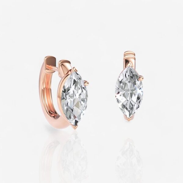 Solitaire Marquise Cut Diamond Huggie Hoop Earrings