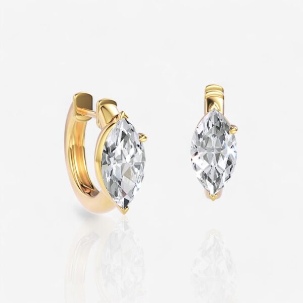 Solitaire Marquise Cut Diamond Huggie Hoop Earrings