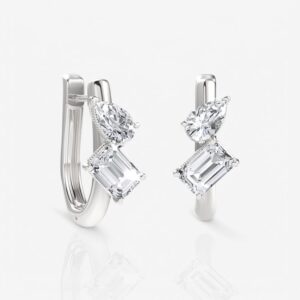 Orla Pear & Emerald Cut Diamond Huggie Hoop Earrings