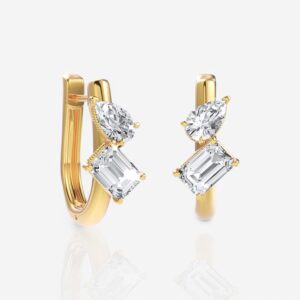Orla Pear & Emerald Cut Diamond Huggie Hoop Earrings
