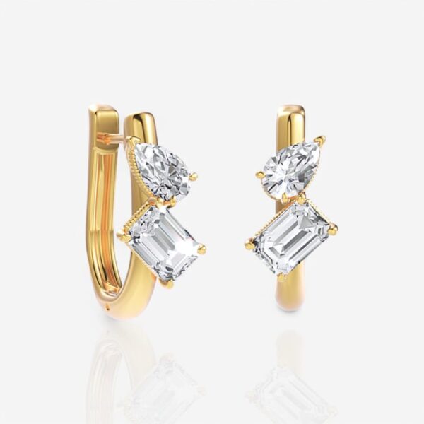 Orla Pear & Emerald Cut Diamond Huggie Hoop Earrings