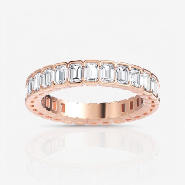 Half Bezel Emerald Diamond Eternity Band