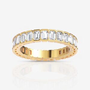 Half Bezel Emerald Diamond Eternity Band