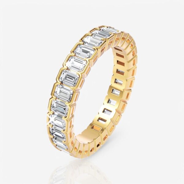 Half Bezel Emerald Diamond Eternity Band - Image 2