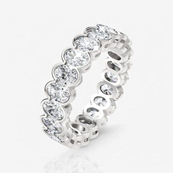 Orvella Half Bezel Oval Diamond Eternity Band