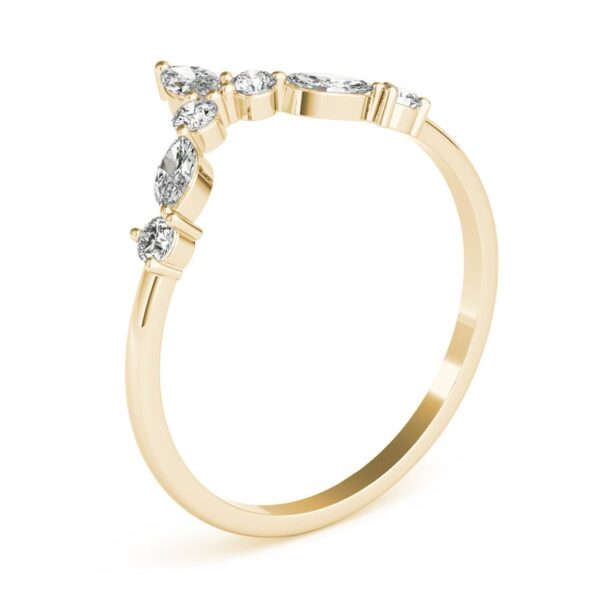 Marquise & Round Diamond Chevron Wedding Ring