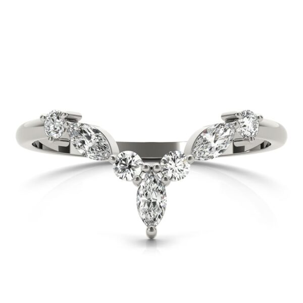 Marquise & Round Diamond Chevron Wedding Ring