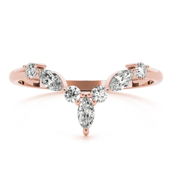 Marquise & Round Diamond Chevron Wedding Ring