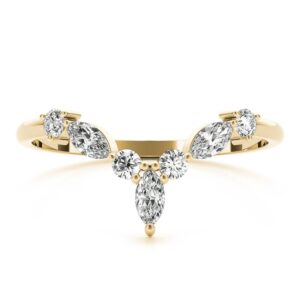 Marquise & Round Diamond Chevron Wedding Ring