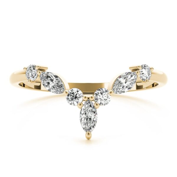 Marquise & Round Diamond Chevron Wedding Ring