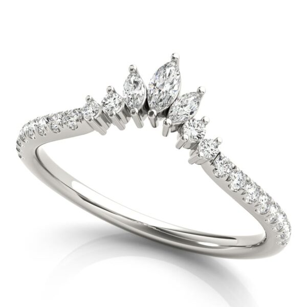 Marquise & Round 0.32 CTW Diamond Wedding Ring